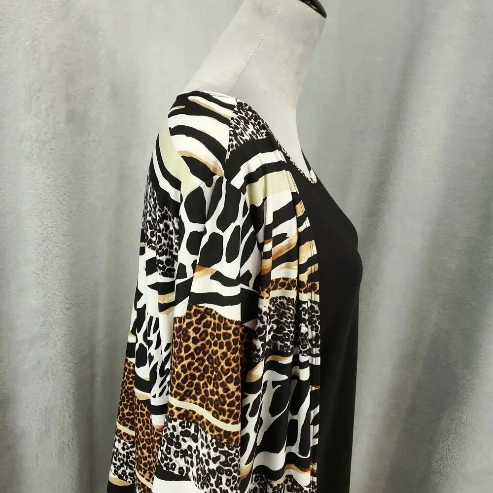 Serengeti Blouse Womens XL Animal Print Cardigan with Attached Tank Stretchy - Picture 12 of 13